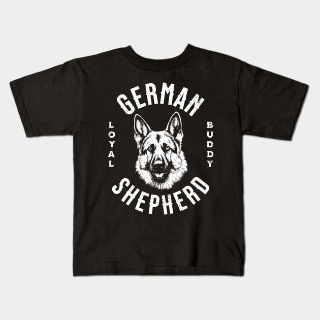 German Shepherd Loyal Friend Kids T-Shirt by Trippycollage